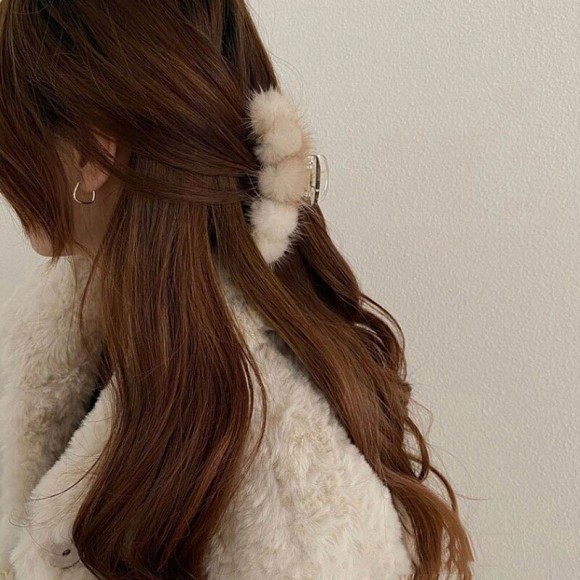 Заколка крабик для волосся з натурального хутра