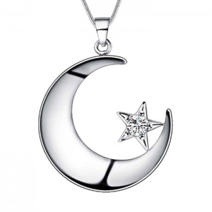 Срібний ланцюжок та кулон Місяць та зірка Срібний ланцюжок та кулон Місяць та зірка