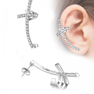 Кафф из стали Spikes Крест с кристаллами Кафф из стали Spikes Крест с кристаллами