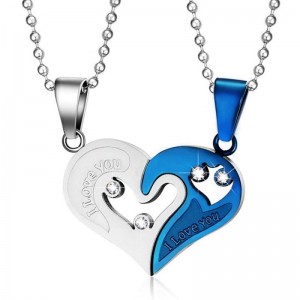 Парный кулон для влюбленных Сердце из стали