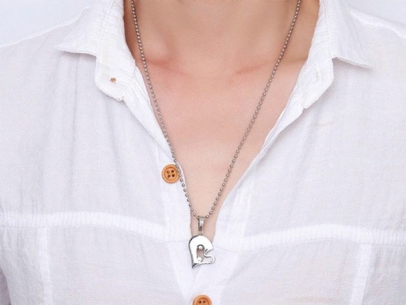 Парний кулон для закоханих Серце зі сталі