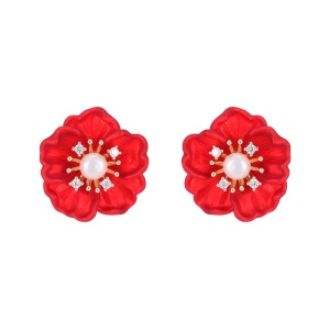 Серьги гвоздики Красный мак Серьги гвоздики Красный мак