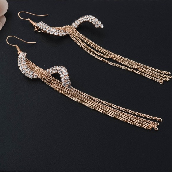 Сережки довгі Elegant S-Shape із кристалами Сережки довгі Elegant S-Shape із кристалами