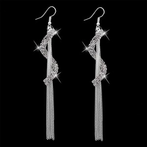 Сережки довгі Elegant S-Shape із кристалами
