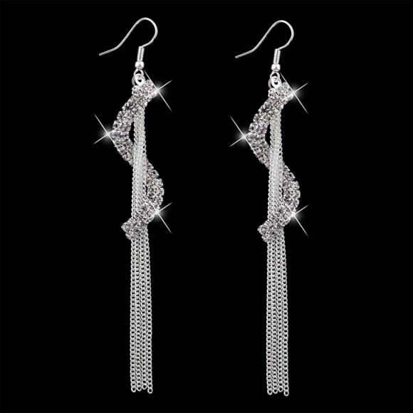 Сережки довгі Elegant S-Shape із кристалами Сережки довгі Elegant S-Shape із кристалами