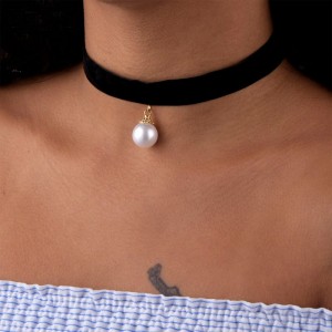 Чокер бархатный с подвеской Жемчужина