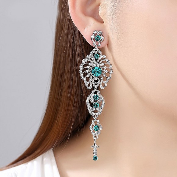 Серьги люстры Sophie green с кристаллами сваровски