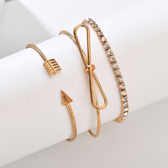 Набор браслетов: бант, стрела, кристалл Набор браслетов: бант, стрела, кристалл