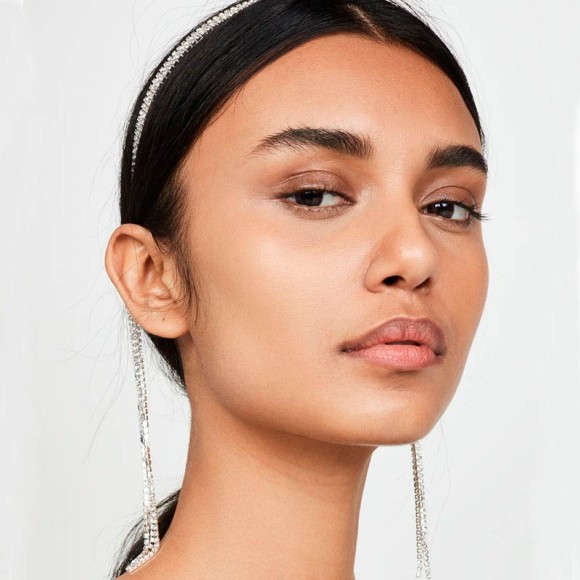 Обруч на голову звисаюча кристальна тонка доріжка