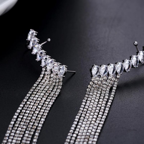 Серьги каффы Кристальные нити