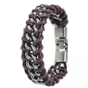 Чоловічий браслет Ланцюжок та шкіра Чоловічий браслет Ланцюжок та шкіра