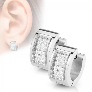 Серьги кольца из стали Spikes с кристаллами SE7077 Серьги кольца из стали Spikes с кристаллами SE7077