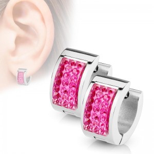 Серьги кольца из стали Spikes с кристаллами SE7077