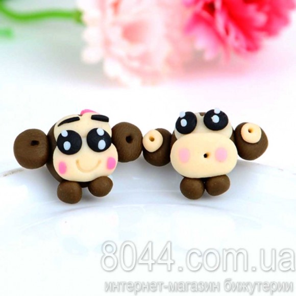 Серьги гвоздики Обезьянки