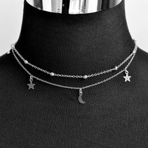 Двойная цепочка на шею Звезды и месяц Двойная цепочка на шею Звезды и месяц