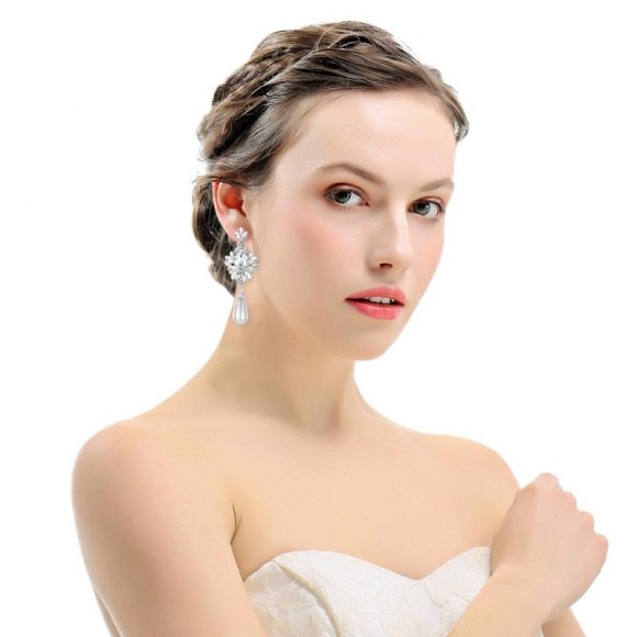 Свадебные серьги Жемчужная капля