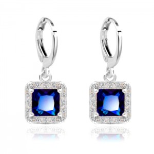 Серьги подвески с камнями Blue crystal серебристого цвета Серьги подвески с камнями Blue crystal серебристого цвета