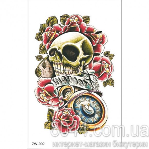 Тимчасовий тату - Череп і троянди