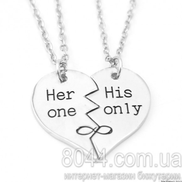 Парний кулон для закоханих із сталі Her one — his only Парний кулон для закоханих із сталі Her one — his only