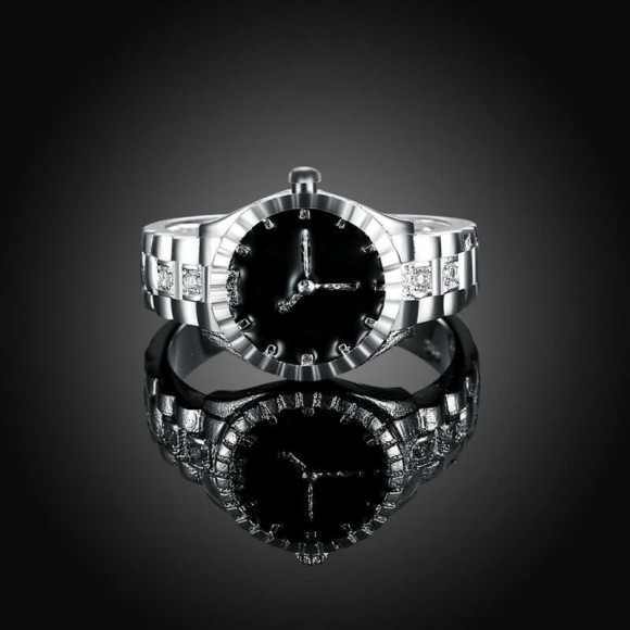 Кільце Годинник - циферблат посріблений