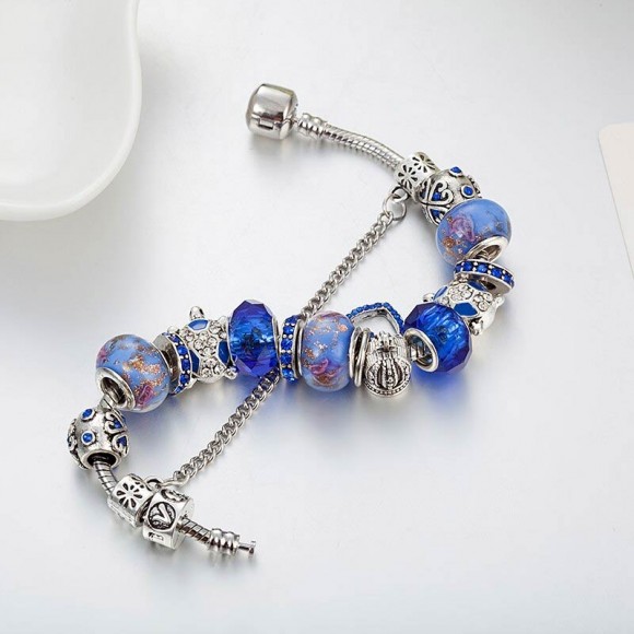 Браслет в стиле пандора Синее сердце Браслет в стиле пандора Синее сердце