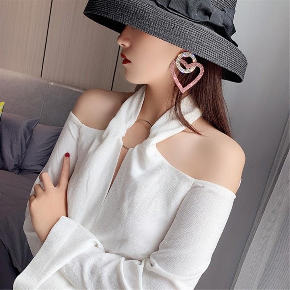 Сережки Велике серце з кристалами