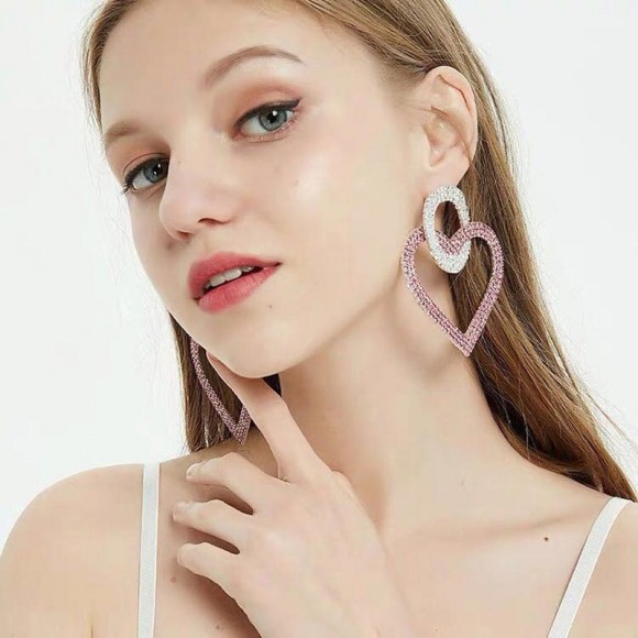 Сережки Велике серце з кристалами