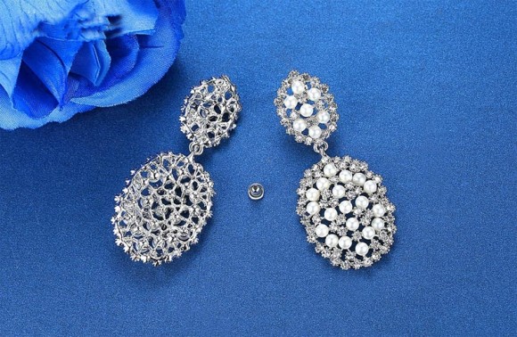 Свадебные серьги с жемчугом Айлин