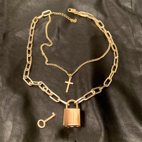 Багатошаровий подвійний ланцюжок Замок і хрестик золотий